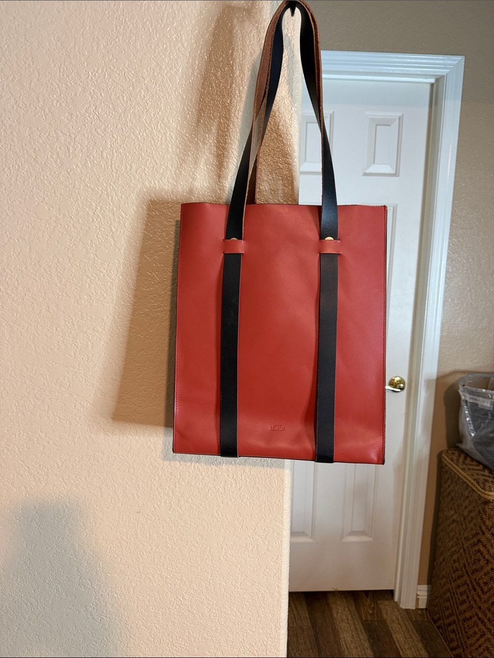 kate spade Red Leather Tote with Black Straps